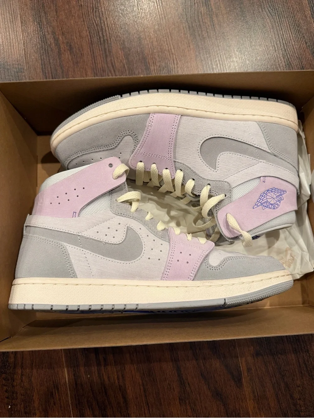 Jordan Women’s Mid Top Sneakers in Light Gray & Lavender - Picture 2 of 13